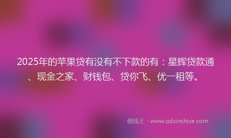 2025年的苹果贷有没有不下款的有：星辉贷款通、现金之家、财钱包、贷你飞、优一租等。