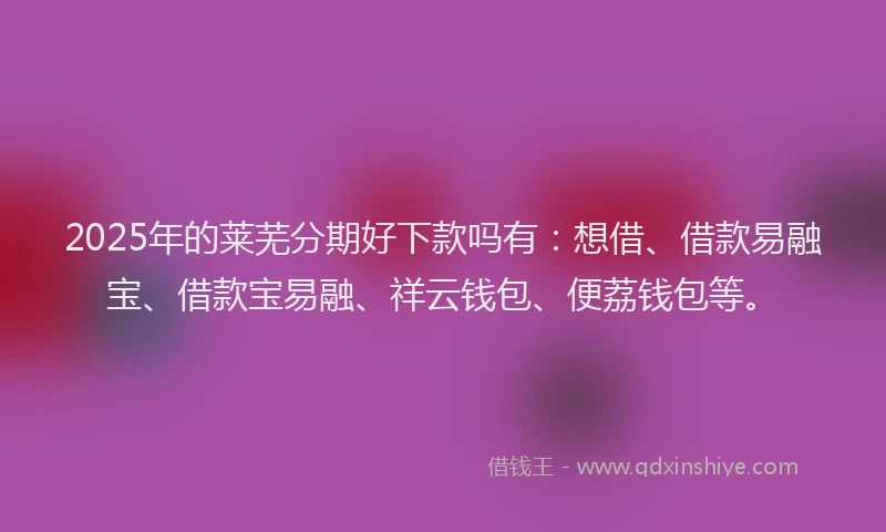 2025年的莱芜分期好下款吗有：想借、借款易融宝、借款宝易融、祥云钱包、便荔钱包等。