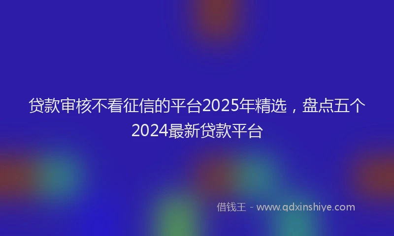 贷款审核不看征信的平台2025年精选，盘点五个2024最新贷款平台