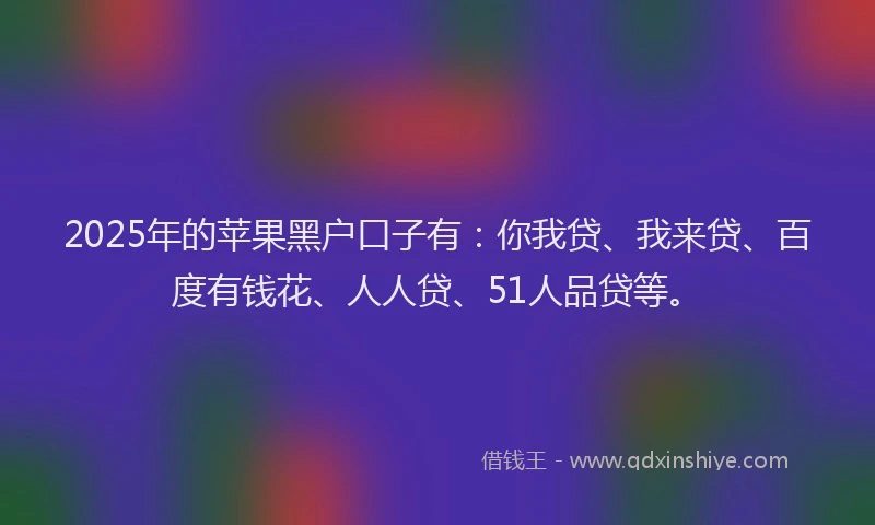 2025年的苹果黑户口子有：你我贷、我来贷、百度有钱花、人人贷、51人品贷等。