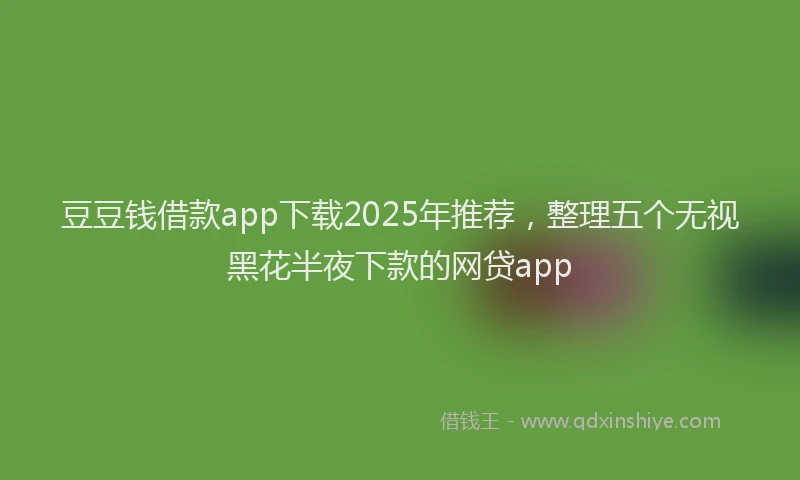豆豆钱借款app下载2025年推荐，整理五个无视黑花半夜下款的网贷app