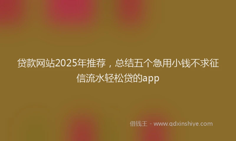 贷款网站2025年推荐，总结五个急用小钱不求征信流水轻松贷的app