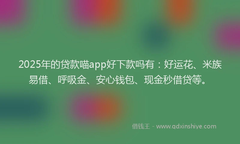 2025年的贷款喵app好下款吗有：好运花、米族易借、呼吸金、安心钱包、现金秒借贷等。