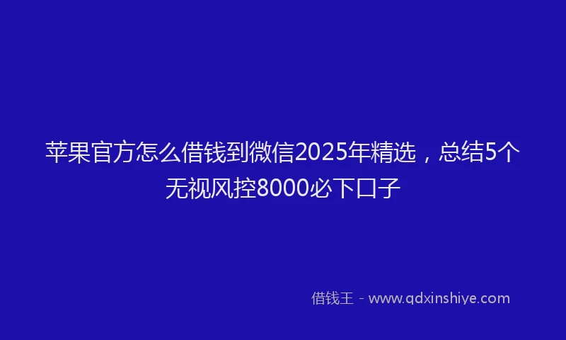 苹果官方怎么借钱到微信2025年精选，总结5个无视风控8000必下口子