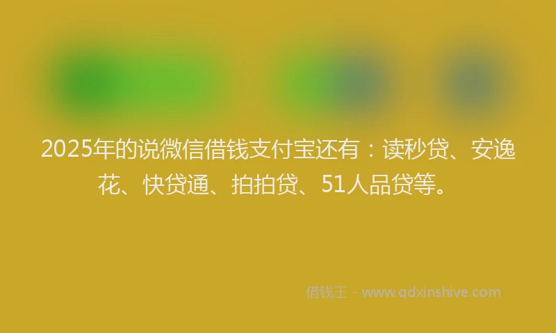 2025年的说微信借钱支付宝还有：读秒贷、安逸花、快贷通、拍拍贷、51人品贷等。
