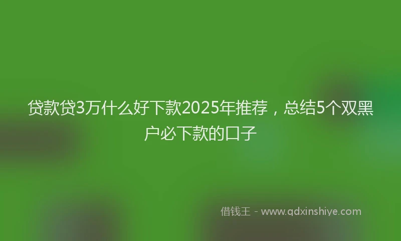 贷款贷3万什么好下款2025年推荐，总结5个双黑户必下款的口子