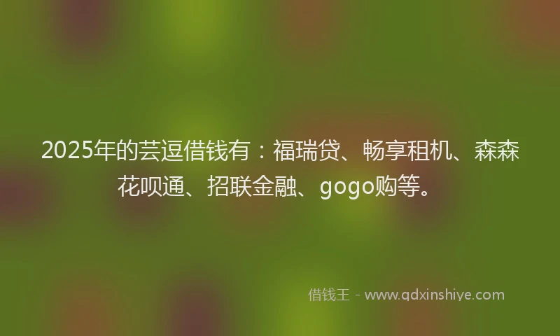 2025年的芸逗借钱有：福瑞贷、畅享租机、森森花呗通、招联金融、gogo购等。