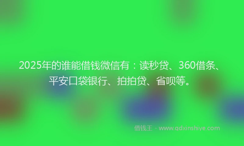 2025年的谁能借钱微信有：读秒贷、360借条、平安口袋银行、拍拍贷、省呗等。