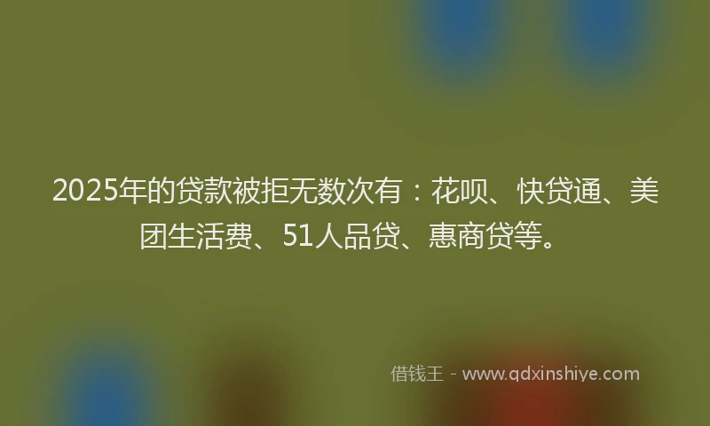 2025年的贷款被拒无数次有：花呗、快贷通、美团生活费、51人品贷、惠商贷等。