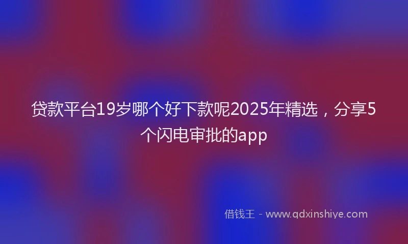 贷款平台19岁哪个好下款呢2025年精选，分享5个闪电审批的app