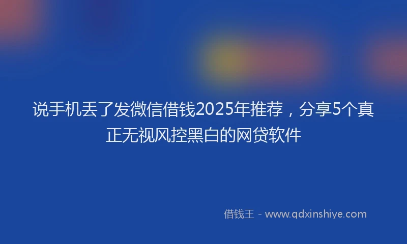 说手机丢了发微信借钱2025年推荐，分享5个真正无视风控黑白的网贷软件