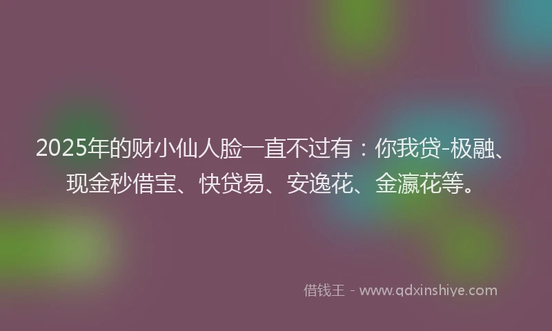 2025年的财小仙人脸一直不过有：你我贷-极融、现金秒借宝、快贷易、安逸花、金瀛花等。