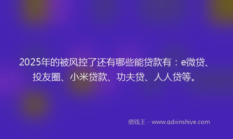 2025年的被风控了还有哪些能贷款有：e微贷、投友圈、小米贷款、功夫贷、人人贷等。