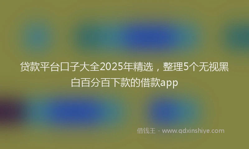 贷款平台口子大全2025年精选，整理5个无视黑白百分百下款的借款app
