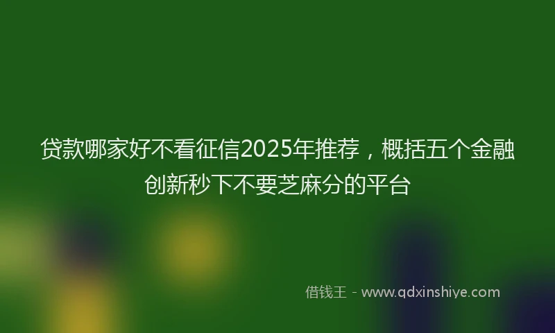贷款哪家好不看征信2025年推荐，概括五个金融创新秒下不要芝麻分的平台