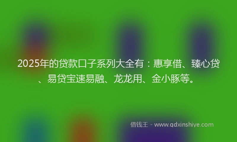 2025年的贷款口子系列大全有：惠享借、臻心贷、易贷宝速易融、龙龙用、金小豚等。