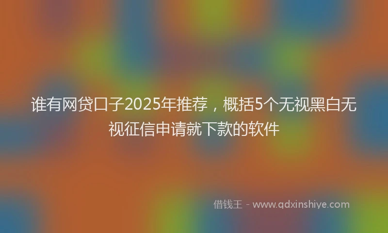 谁有网贷口子2025年推荐，概括5个无视黑白无视征信申请就下款的软件