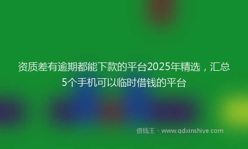 资质差有逾期都能下款的平台2025年精选，汇总5个手机可以临时借钱的平台