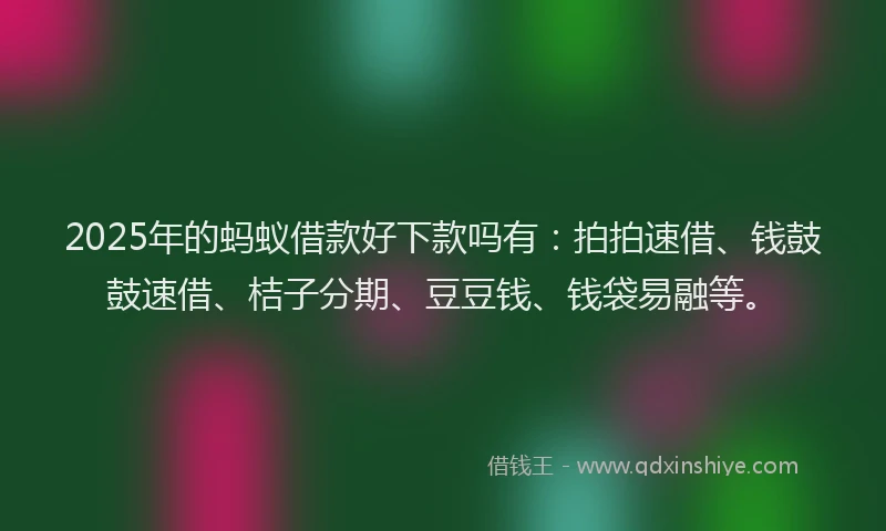 2025年的蚂蚁借款好下款吗有：拍拍速借、钱鼓鼓速借、桔子分期、豆豆钱、钱袋易融等。