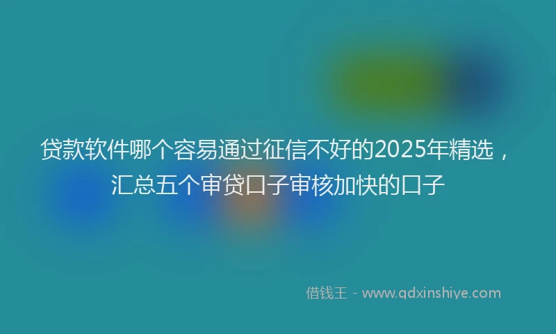 贷款软件哪个容易通过征信不好的2025年精选，汇总五个审贷口子审核加快的口子