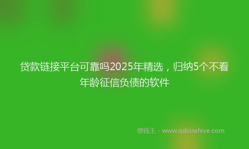 贷款链接平台可靠吗2025年精选，归纳5个不看年龄征信负债的软件