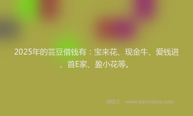 2025年的芸豆借钱有：宝来花、现金牛、爱钱进、首E家、盈小花等。