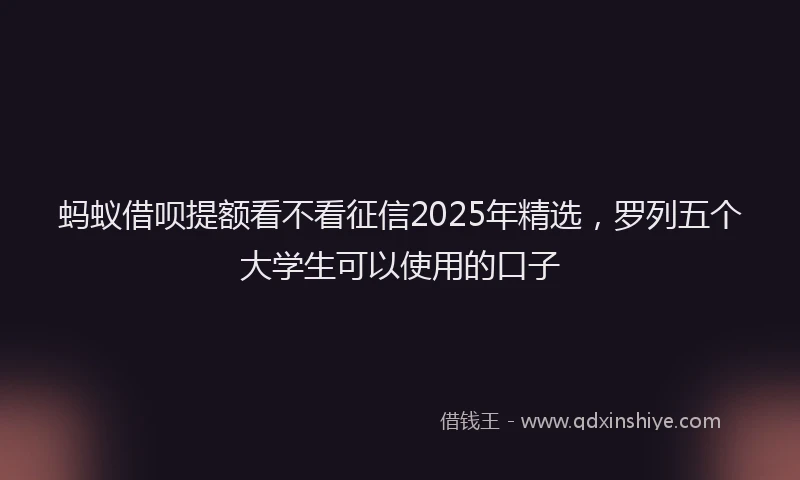 蚂蚁借呗提额看不看征信2025年精选，罗列五个大学生可以使用的口子