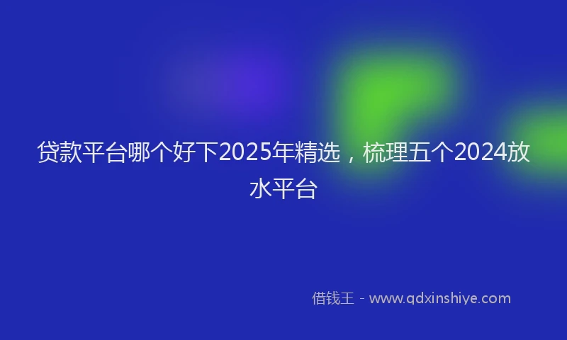 贷款平台哪个好下2025年精选，梳理五个2024放水平台