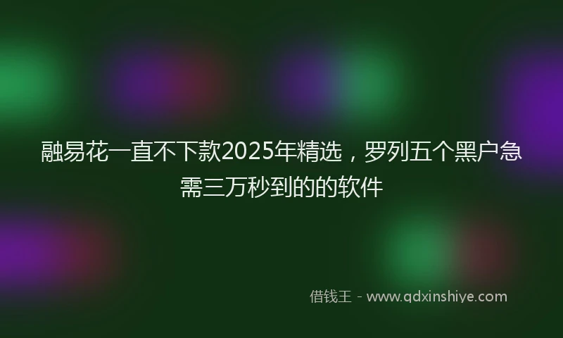 融易花一直不下款2025年精选，罗列五个黑户急需三万秒到的的软件