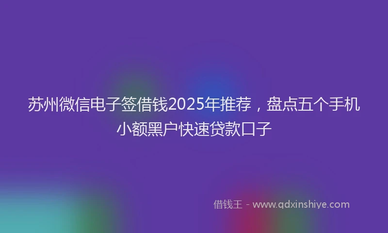 苏州微信电子签借钱2025年推荐，盘点五个手机小额黑户快速贷款口子