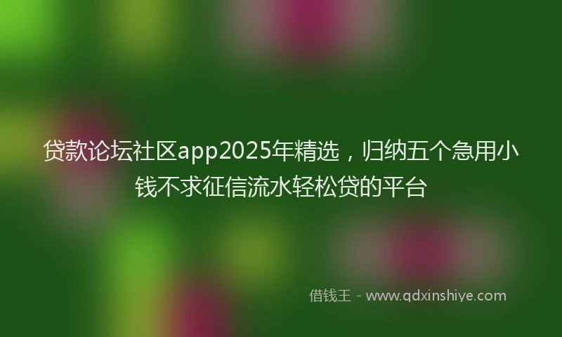 贷款论坛社区app2025年精选，归纳五个急用小钱不求征信流水轻松贷的平台