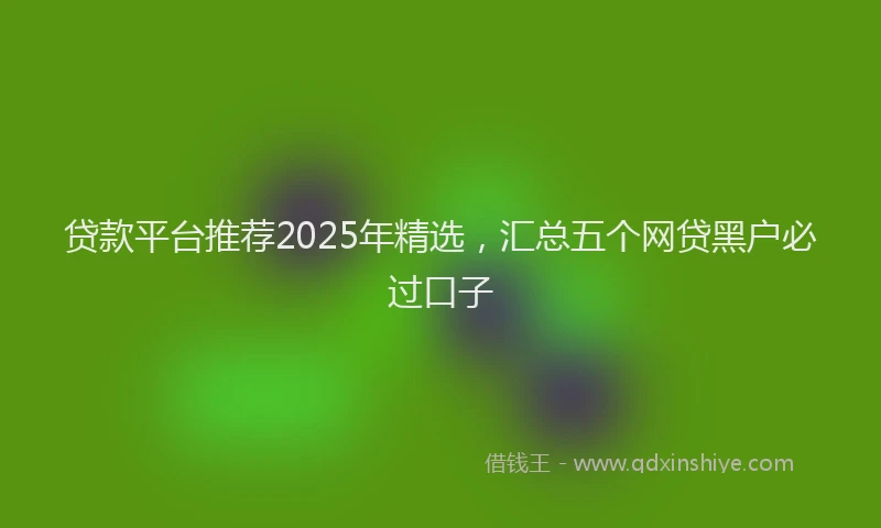 贷款平台推荐2025年精选，汇总五个网贷黑户必过口子