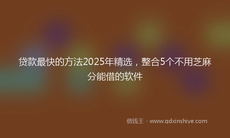 贷款最快的方法2025年精选，整合5个不用芝麻分能借的软件