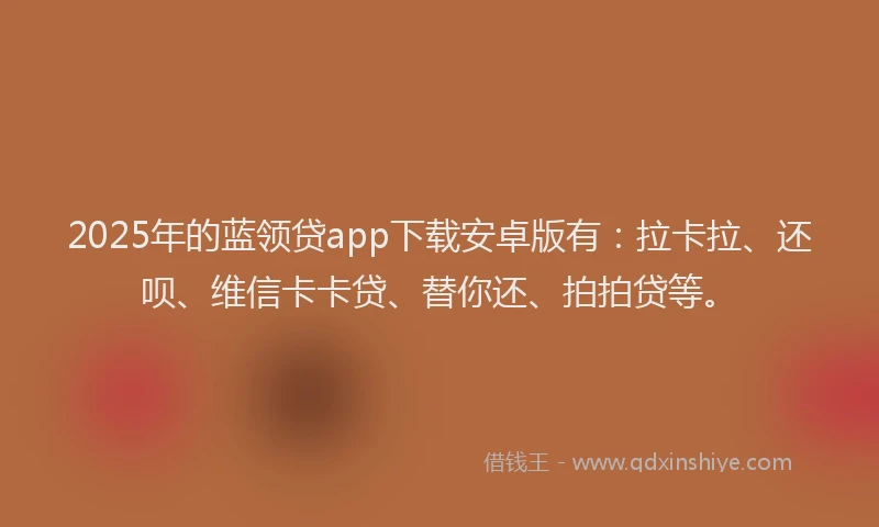 2025年的蓝领贷app下载安卓版有：拉卡拉、还呗、维信卡卡贷、替你还、拍拍贷等。