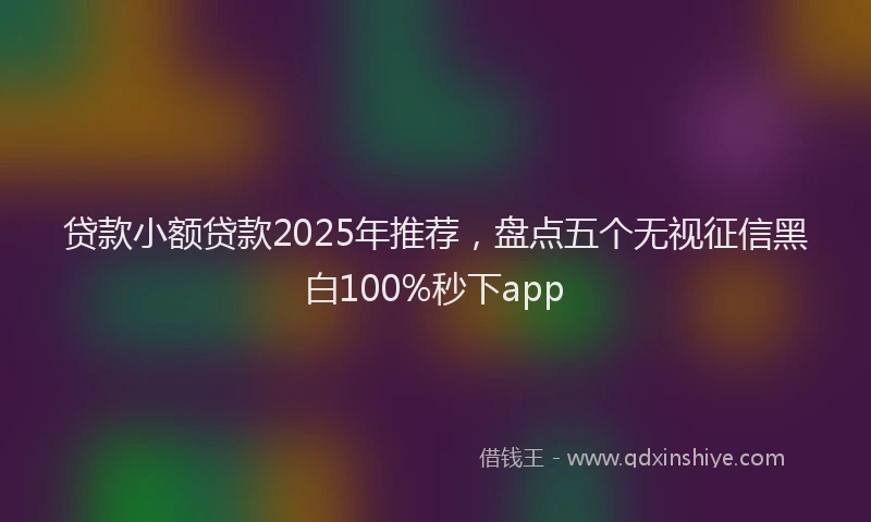 贷款小额贷款2025年推荐，盘点五个无视征信黑白100%秒下app