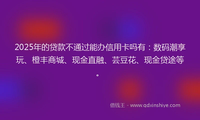 2025年的贷款不通过能办信用卡吗有：数码潮享玩、橙丰商城、现金直融、芸豆花、现金贷途等。