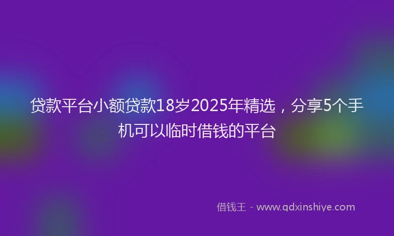 贷款平台小额贷款18岁2025年精选，分享5个手机可以临时借钱的平台