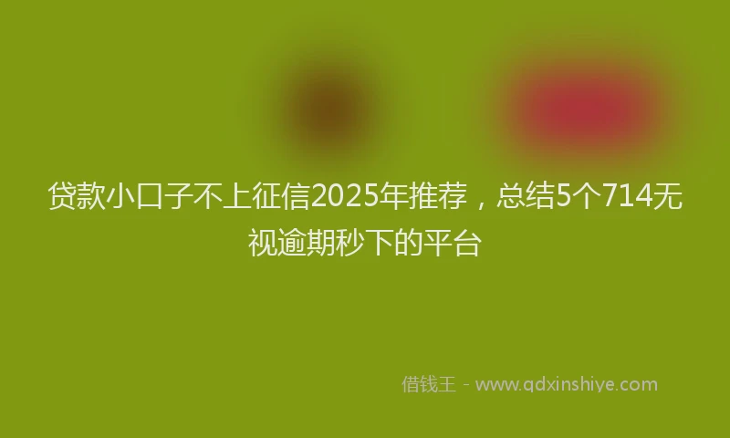 贷款小口子不上征信2025年推荐，总结5个714无视逾期秒下的平台