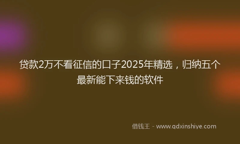 贷款2万不看征信的口子2025年精选，归纳五个最新能下来钱的软件