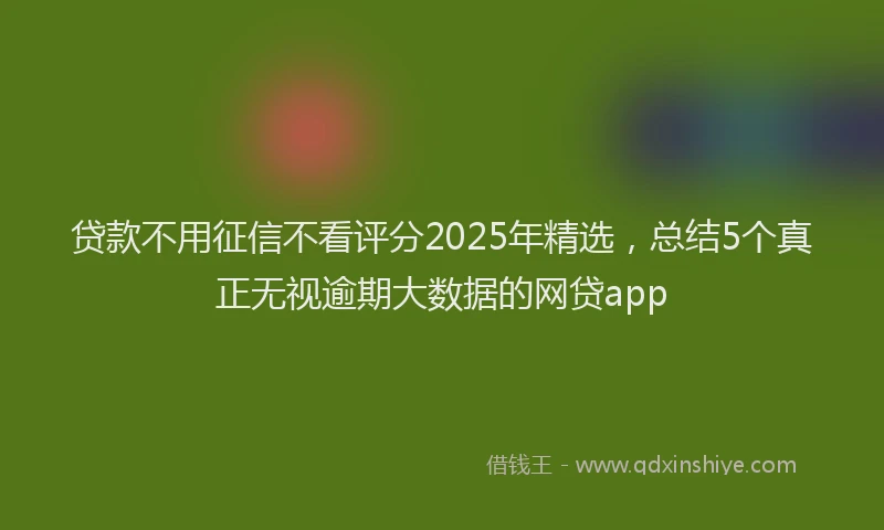 贷款不用征信不看评分2025年精选，总结5个真正无视逾期大数据的网贷app