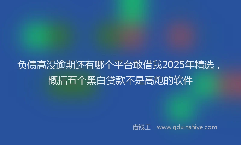 负债高没逾期还有哪个平台敢借我2025年精选，概括五个黑白贷款不是高炮的软件