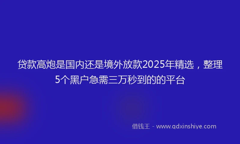 贷款高炮是国内还是境外放款2025年精选，整理5个黑户急需三万秒到的的平台