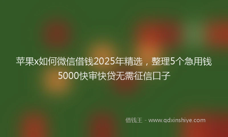苹果x如何微信借钱2025年精选，整理5个急用钱5000快审快贷无需征信口子