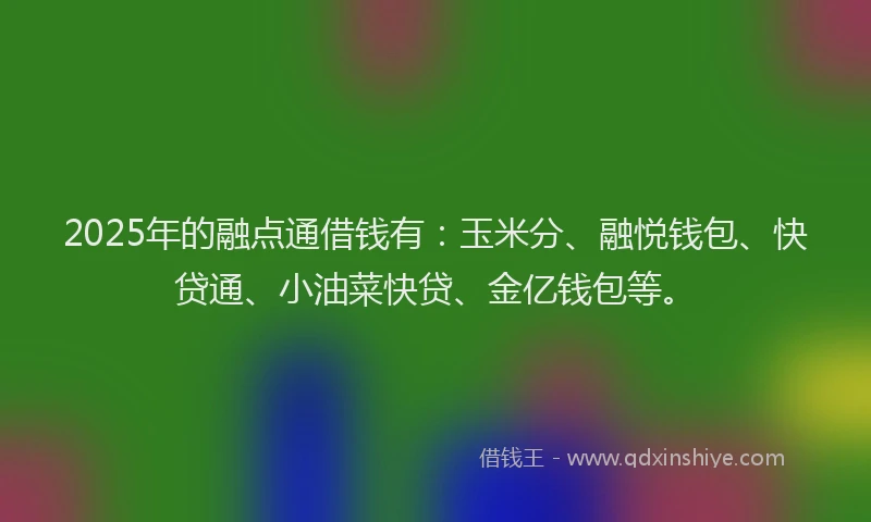 2025年的融点通借钱有：玉米分、融悦钱包、快贷通、小油菜快贷、金亿钱包等。