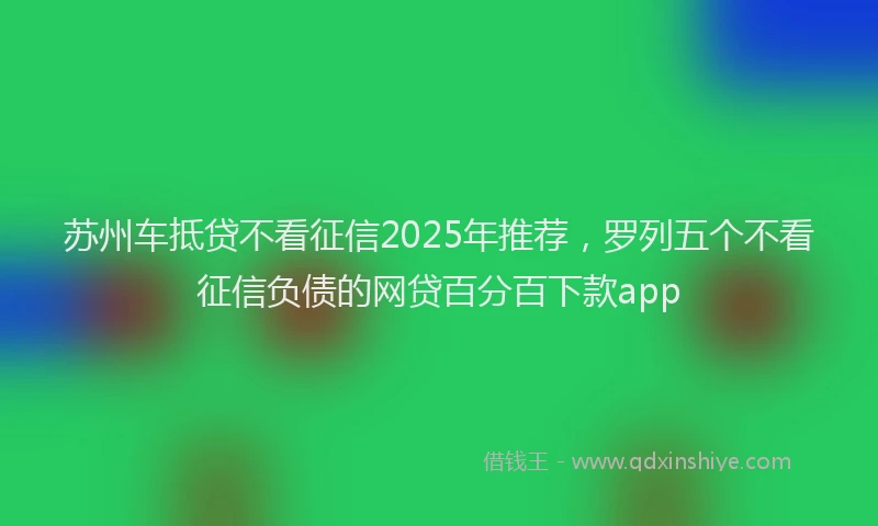 苏州车抵贷不看征信2025年推荐，罗列五个不看征信负债的网贷百分百下款app