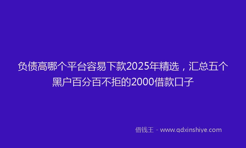负债高哪个平台容易下款2025年精选，汇总五个黑户百分百不拒的2000借款口子