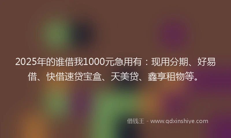 2025年的谁借我1000元急用有：现用分期、好易借、快借速贷宝盒、天美贷、鑫享租物等。
