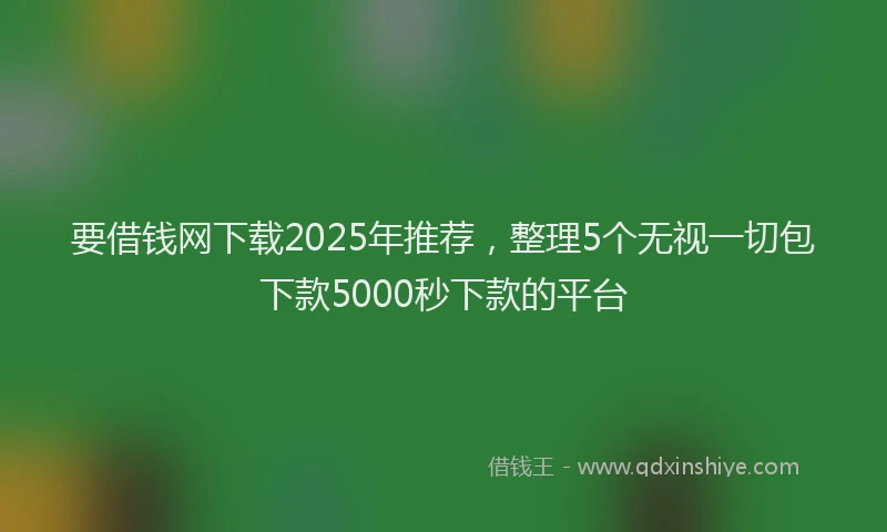 要借钱网下载2025年推荐，整理5个无视一切包下款5000秒下款的平台