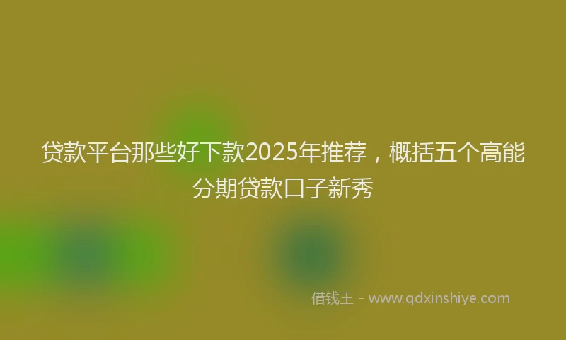贷款平台那些好下款2025年推荐，概括五个高能分期贷款口子新秀