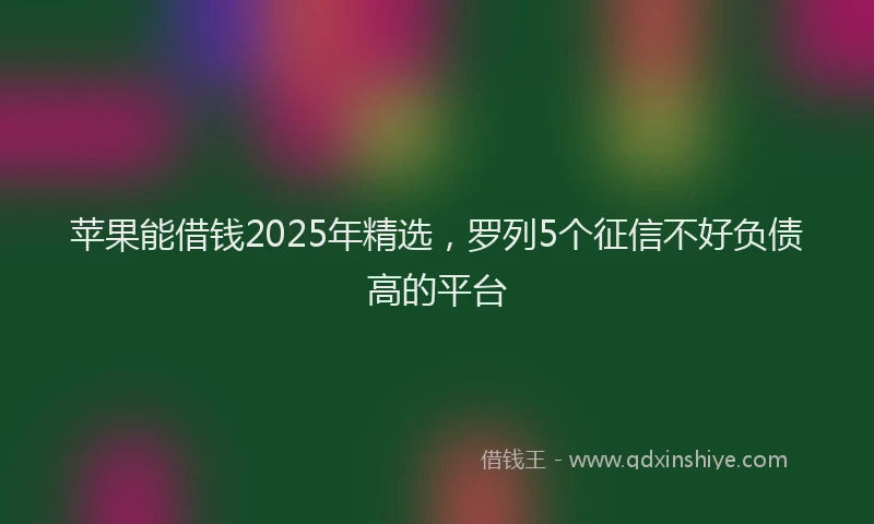 苹果能借钱2025年精选，罗列5个征信不好负债高的平台